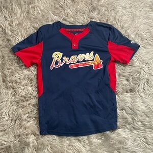 Youth ATLANTA BRAVES JERSEY STYLE SHIRT MLB Majestic Cool Base Size Medium